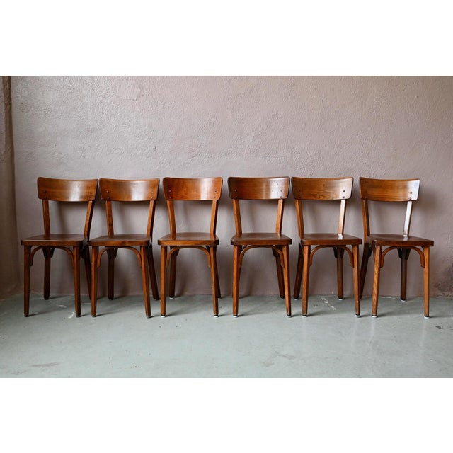 Bent Beech Bistro Chairs by Joamin Baumann for Baumann, 1970s, Set of 6 For Sale - Image 4 of 15