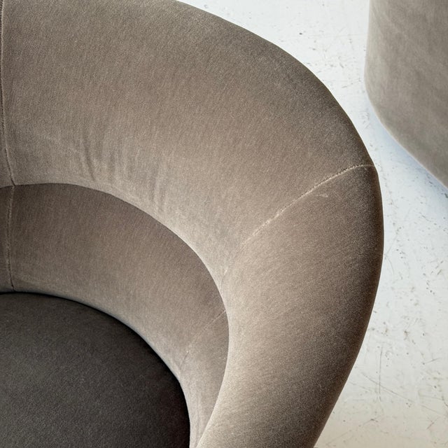 1970s 1970s Tight Back Lounge Chairs Attributed to Ward Bennett for Brickel Associates in Mohair For Sale - Image 5 of 8