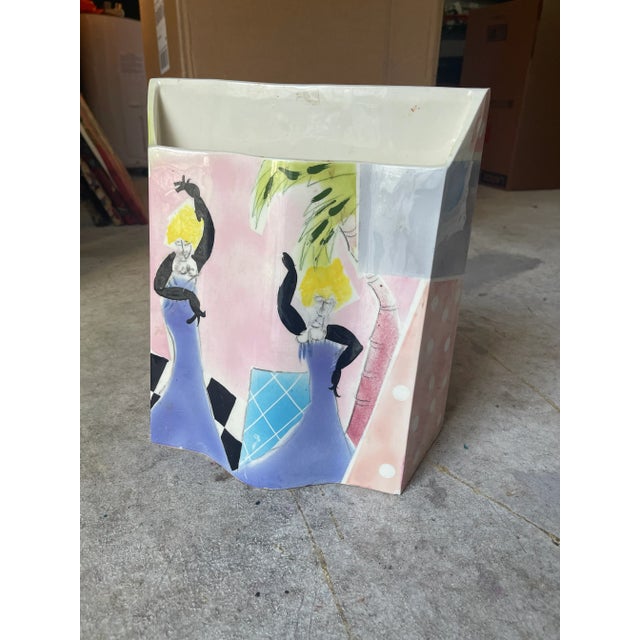 Postmodern Postmodern Handpainted Vase by Riki Moss For Sale - Image 3 of 7