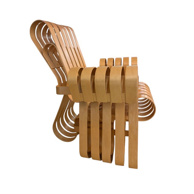 1990s Vintage 1993 Frank Gehry for Knoll Power Play Woven Lounge Chair and Ottoman For Sale - Image 5 of 18