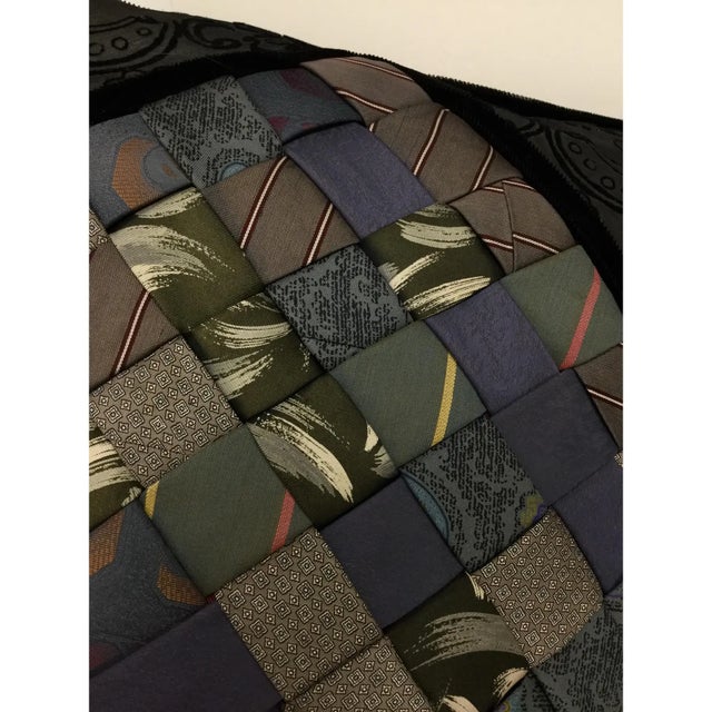 1990s Vintage Artisan Silk Tie Accent Pillow For Sale - Image 5 of 12