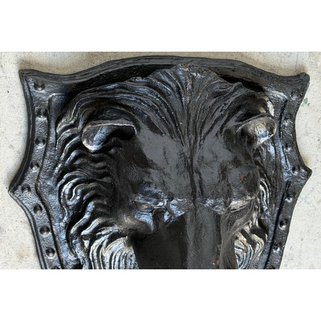 Large 19th C. American Cast-Iron Lion Shield Medallion, Architectural Ornament For Sale - Image 16 of 18