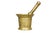 A heavy antique brass pharmacy pestle and mortar. The pestle is baton shaped with large knob ends for crushing and...