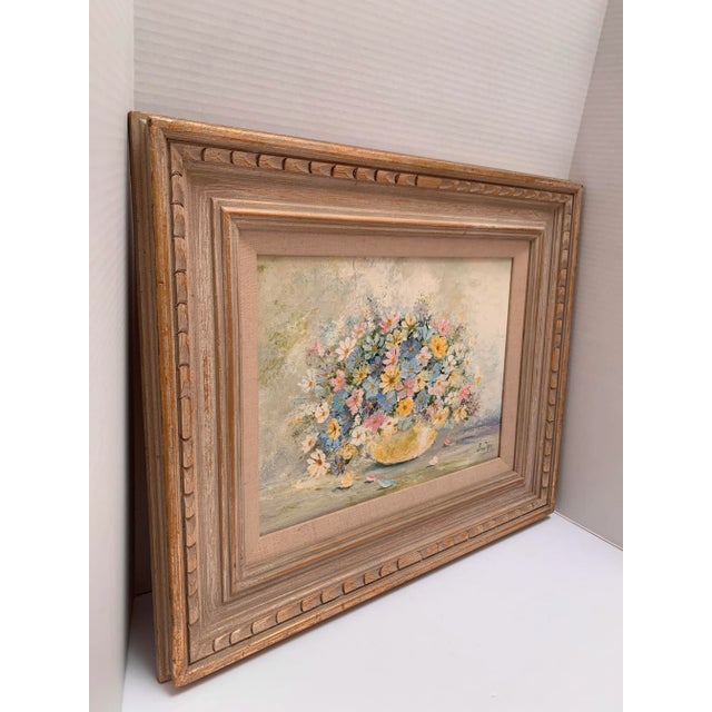 Vintage Daisy Bouquet Framed Original Oil Painting For Sale In Sacramento - Image 6 of 7
