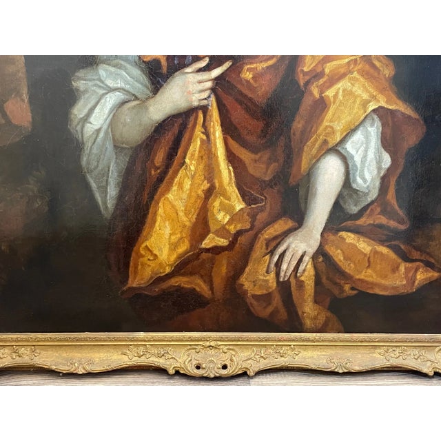 Huge 17th Century English Baroque Oil Portrait of a Young Noblewoman, Circle of Sir Godfrey Kneller (1646–1723) For Sale - Image 10 of 12
