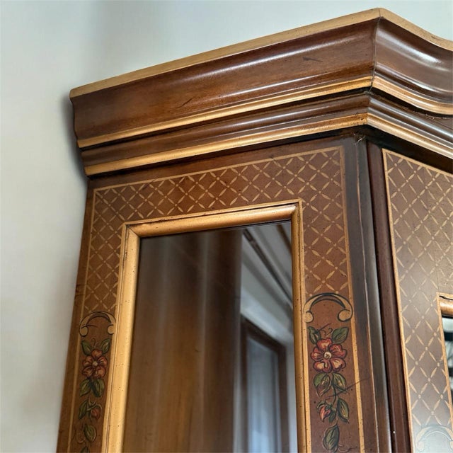 Vintage Hand-Painted Chinoiserie Lighted Corner Curio Cabinet – Signed by Faye Keller, Attributed For Sale - Image 9 of 12