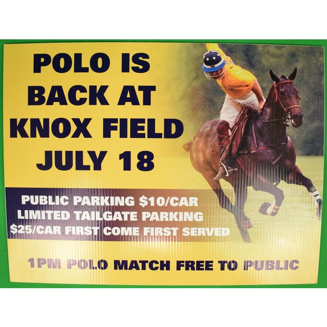 Sz: 17 7/8"H x 23 5/8"W East Aurora, NY Double-sided cardboard On July 18 the Stables at Knox Inc., hosted its second polo...