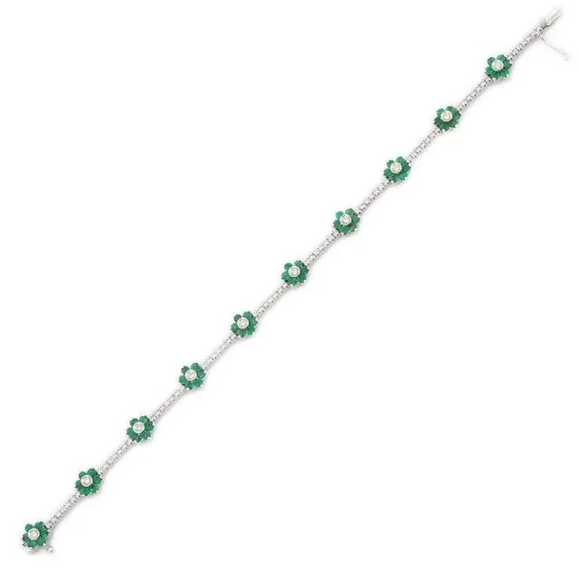 Not Yet Made - Made To Order Real Diamond and Emerald 12.87 CTS Flower Bracelet by VRJewels For Sale - Image 5 of 14