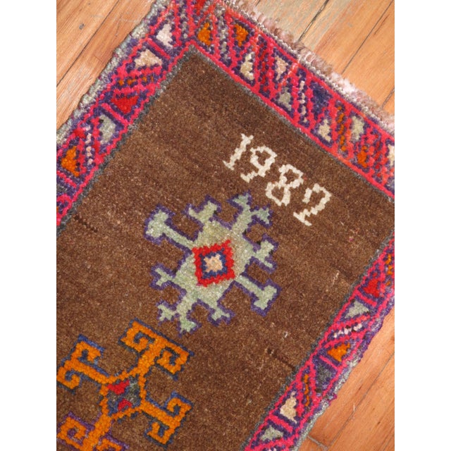 One of a kind, mid 20th-century Hand-knotted Turkish Anatolian throw size rug, dated 1982. Professionally Washed &...