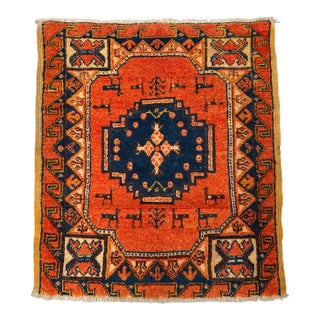 Antique Fachralo Kazak Hand-Knotted Wool Rug - 3'2" X 2'10" For Sale