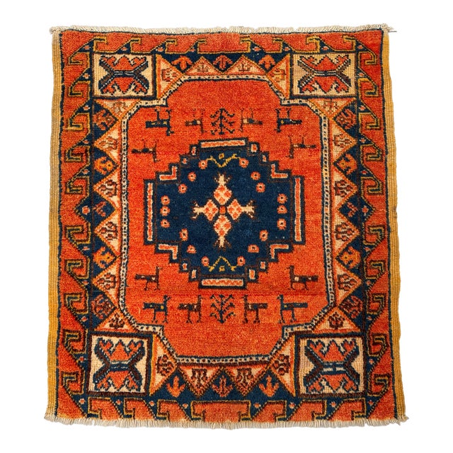 Antique Fachralo Kazak Hand-Knotted Wool Rug - 3'2" X 2'10" For Sale