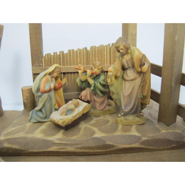 Anri Italy Hand Carved Wood Nativity Barn Stable Set Figures & Animals For Sale In Portland, OR - Image 6 of 11