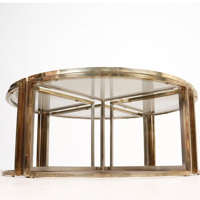 Mid-Century Modern Chrome and Brass Nesting Tables from Maison Charles, 1970s, Set of 5 For Sale - Image 3 of 9