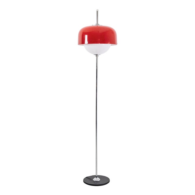 Space Age Red Chrome Floor Lamp, 1970s For Sale