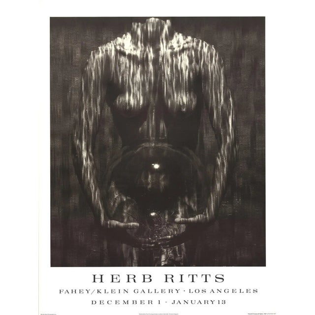 Modern 1995 Herb Ritts 'Waterfall, Woman with Sphere (1984)' Photography Black & White United Kingdom Offset Lithograph For Sale - Image 3 of 3