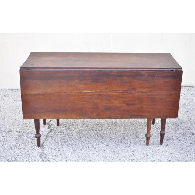 Antique 19th Century Colonial Walnut Drop Leaf Breakfast Dining Table W/ Drawer For Sale - Image 9 of 12