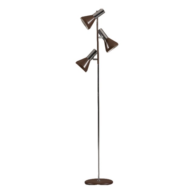 Vintage Brown 3-Bulbs Floor Lamp, Germany, 1970s For Sale