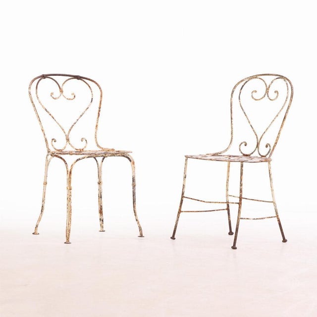 1950s French Iron Garden Chairs - Set of 4 For Sale - Image 4 of 7