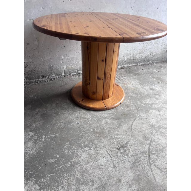 Round Pine Dining Table, 1970s For Sale - Image 4 of 9