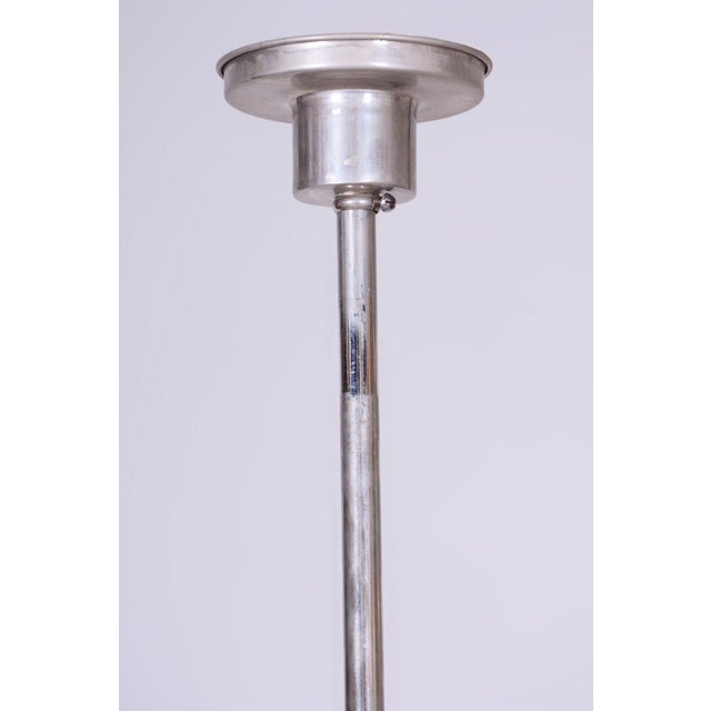 1920s Art Deco Chandelier in Nickel, Steel and Opaline Glass, Czech, 1920s For Sale - Image 5 of 10