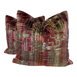 Brunschwig & Fils "Amauri Velvet" in Sand/Berry 22" Pillows-a Pair