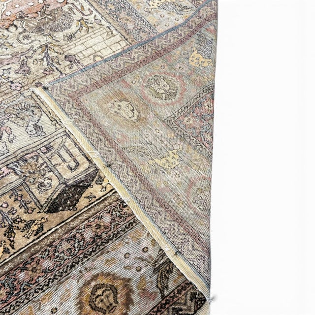 Turkish Vintage Sivas Silk Rug | Safavid-Inspired Design | Silk on Cotton | 5'6" X 8'6" For Sale - Image 3 of 8