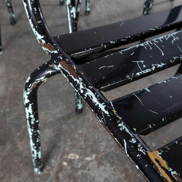Tolix French Artprog Sky Black Metal Stacking Outdoor Chair from Tolix, 1950s For Sale - Image 4 of 13