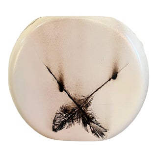 Native American Raku Horsehair Feather Pottery Vase Hand Made Signed by Artist Shye Little For Sale