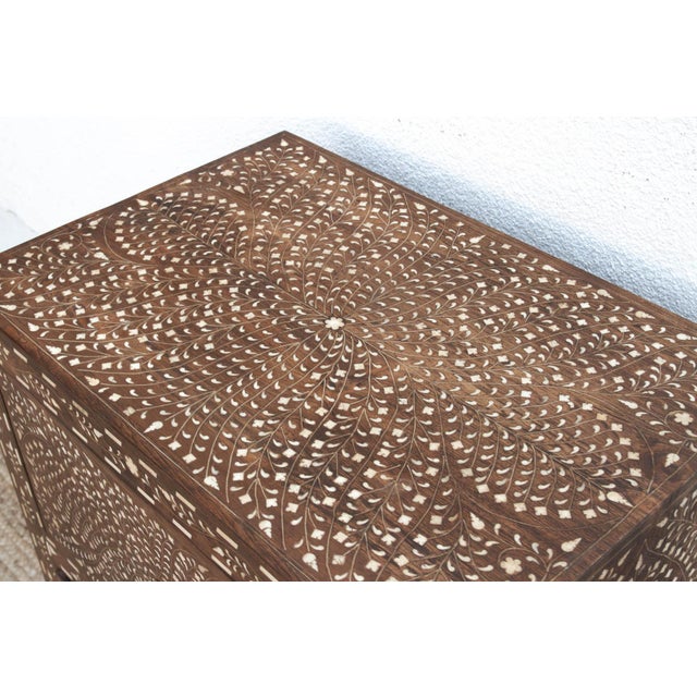 1980s Dark Walnut Finish Finely Inlay Small Dresser For Sale - Image 5 of 8