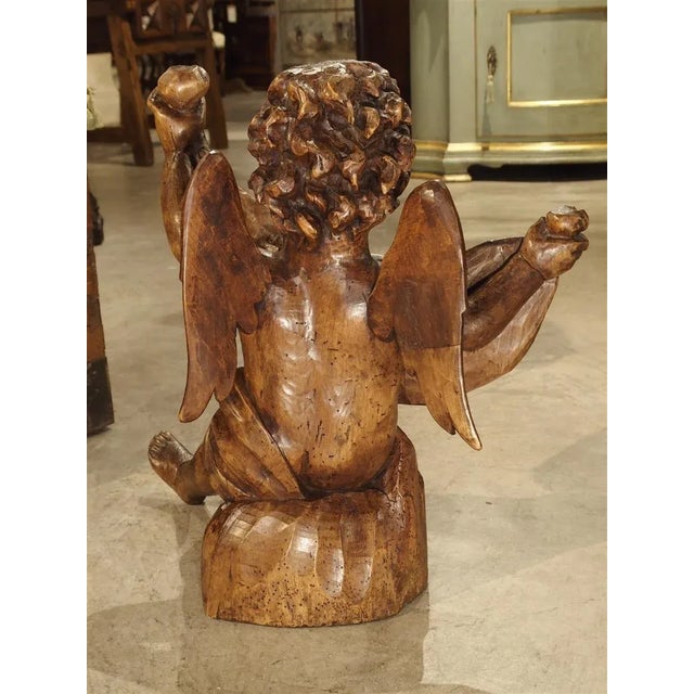 French Antique Carved Wooden Cherub From Puy-En-Velay France, 18th Century For Sale - Image 3 of 13