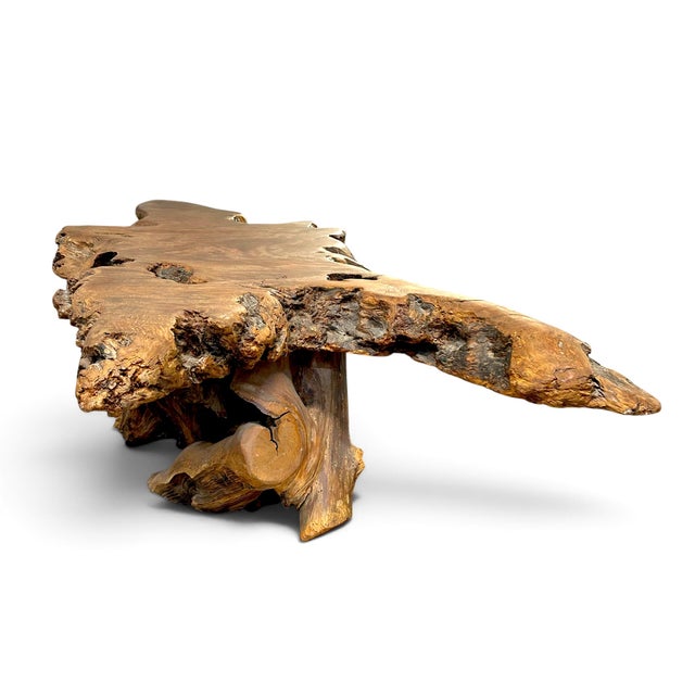 1970s Mid Century Modern Burlwood Organic Sculptural Coffee Table For Sale In Los Angeles - Image 6 of 7