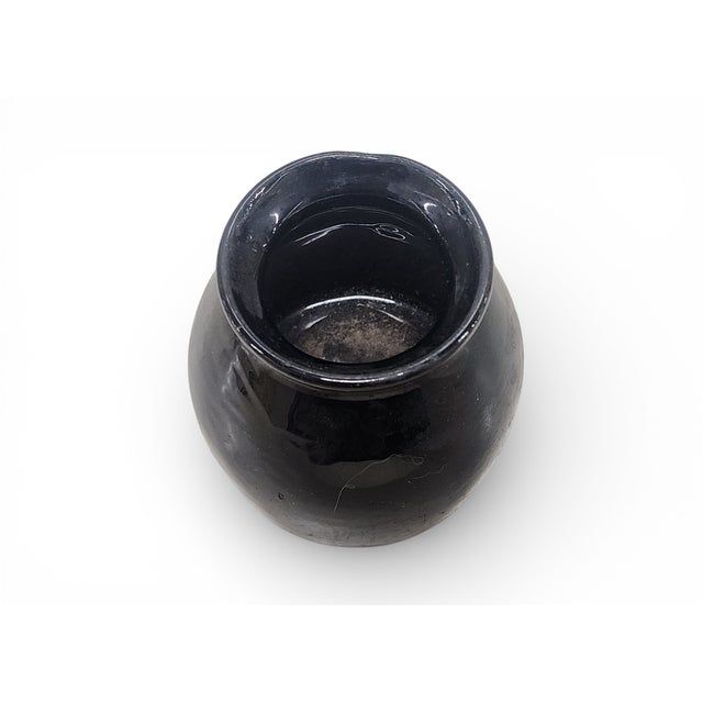 Traditional Small Antique Black Glazed Porcelain Jar, C1930s, 3.5 Diameter X 3.75 H For Sale - Image 3 of 6
