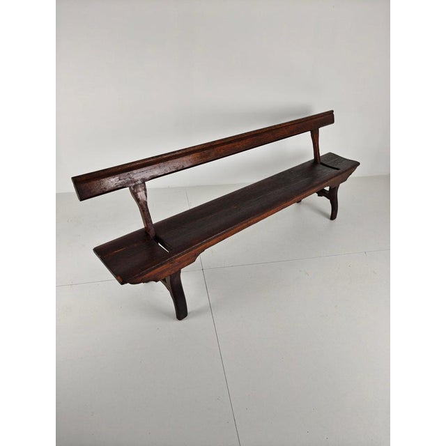 Brown Victorian Pitch Pine Railway Bench For Sale - Image 8 of 18