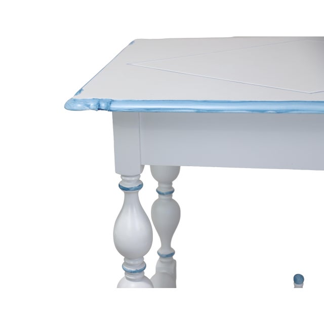 Wood Vintage French Louis XIII Style Painted Game Table With Two Hidden Drawers For Sale - Image 7 of 12