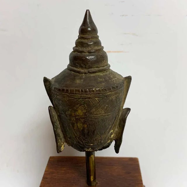 Mid 20th Century Miniature Bronze Thai Buddha Head - a Pair For Sale - Image 4 of 13
