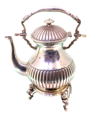 Silver Kettle with Embossed and Appliqués