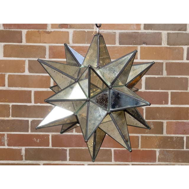 Gray Mid 20th Century Mid Century Modern French Star Shaped Light Fixture with Mirrored Panels, USA Wired For Sale - Image 8 of 12