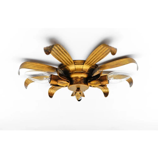 Mid-Century Modern 3-Light Sunburst Ceiling Lamp, Italy, 1960s For Sale - Image 4 of 9