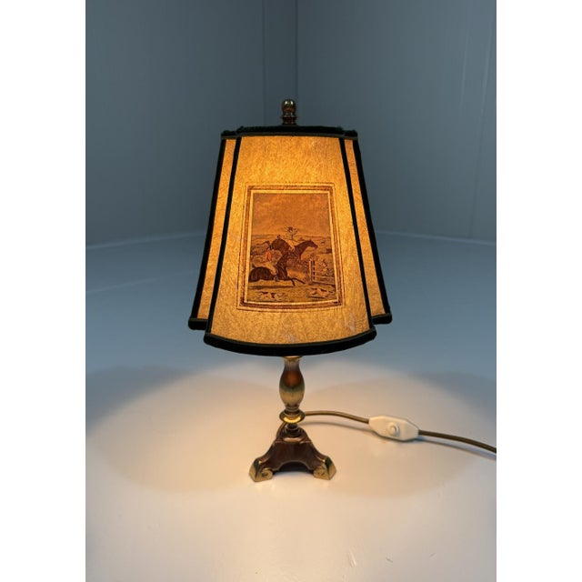 Vintage Hunting Scene Table Lamp in Brass, 1950s For Sale - Image 17 of 18