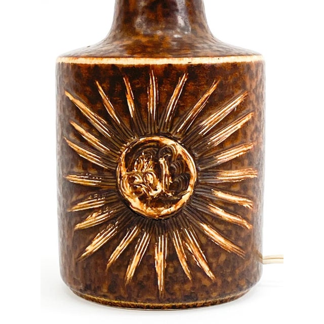 1960s 1960s Danish Ceramic Table Lamp With Sun Design by Søholm Ceramics. For Sale - Image 5 of 9