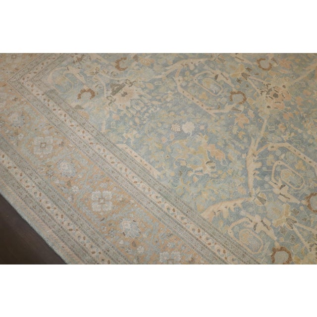 Antique Zabihi Collection Brown Soft Blue Persian Tabriz Rug For Sale - Image 4 of 12