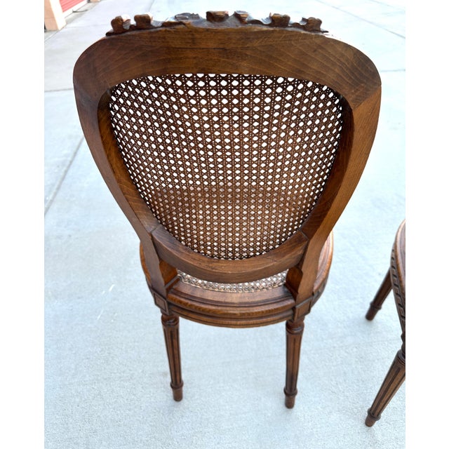 Vintage French Louis XVI Medallion Cane Back Chairs- A Set For Sale - Image 12 of 12
