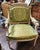 Charming antique white and giltwood finish armchair with wonderful old chartreuse green silk upholstery....that is...