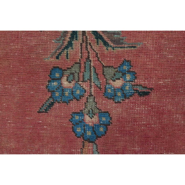 Tabriz Rug 9’5” X 12’5” Pink Wool Vintage Distressed Hand-Knotted Carpet For Sale - Image 11 of 15