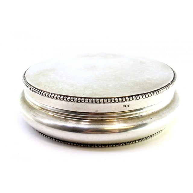 Circular Silver Box with Pearl Trim For Sale - Image 3 of 8