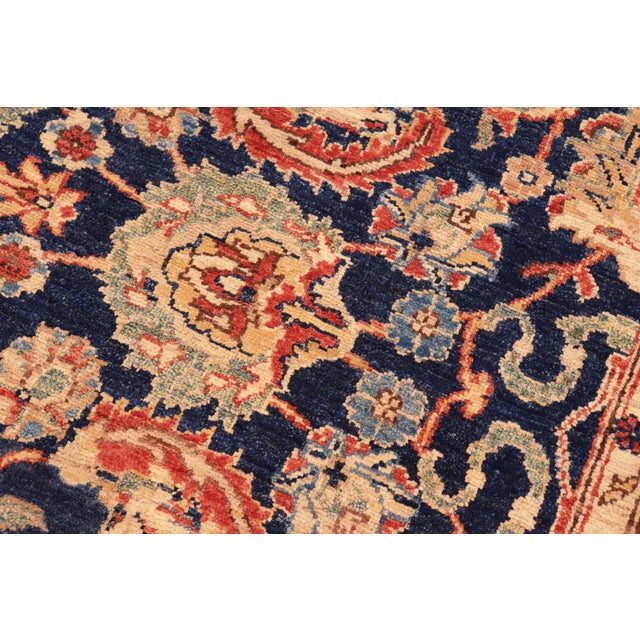 1990s Boho Chic Ziegler Blue Red Hand-Knotted Wool Rug - 6'0'' X 8'10'' For Sale - Image 5 of 8