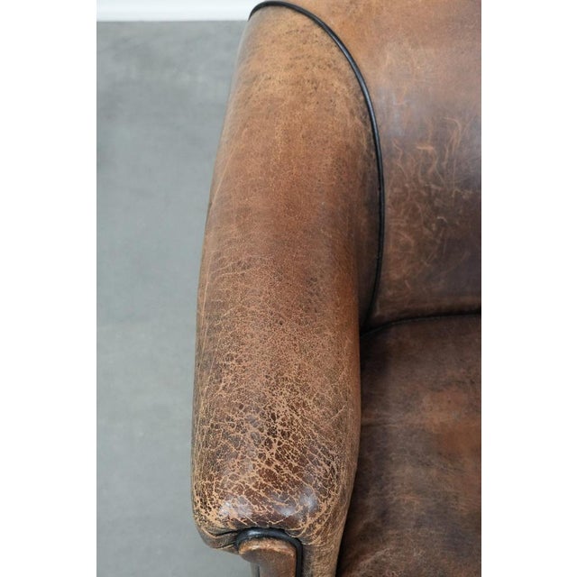 Animal Skin Vintage Club Chair in Sheepskin Leather For Sale - Image 7 of 14