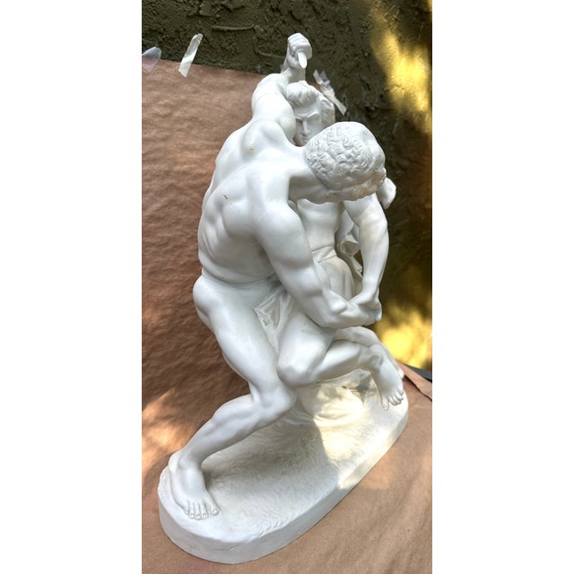 Ceramic Vintage Johan Peter Molin Bisque Porcelain the Knife Wrestlers Sculpture For Sale - Image 7 of 14