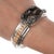 6 3/8" Southwestern Modernist Sterling Multi-stone Inlay Cuff Bracelet For Sale - Image 4 of 11