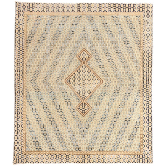 53752 Vintage Persian Kerman Rug, 05'03 x 06'01. The Coastal Lattice: A Vintage Persian Kerman Masterpiece of Serene...